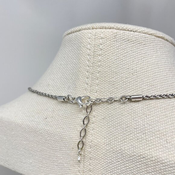 Petit Point Turquoise Blue Pendant Necklace Silver-Tone Long Southwest Western - Picture 8 of 12